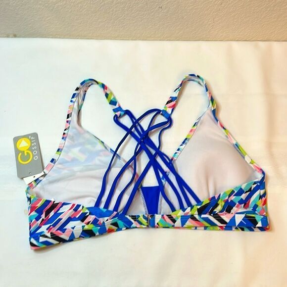 Multi Color Geometric Pattern Gossip Go Swim Bikini Top - NWT - Size XL - Picture 2 of 6